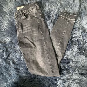 High Waisted Skinny Jeans w/ Undone Hem
